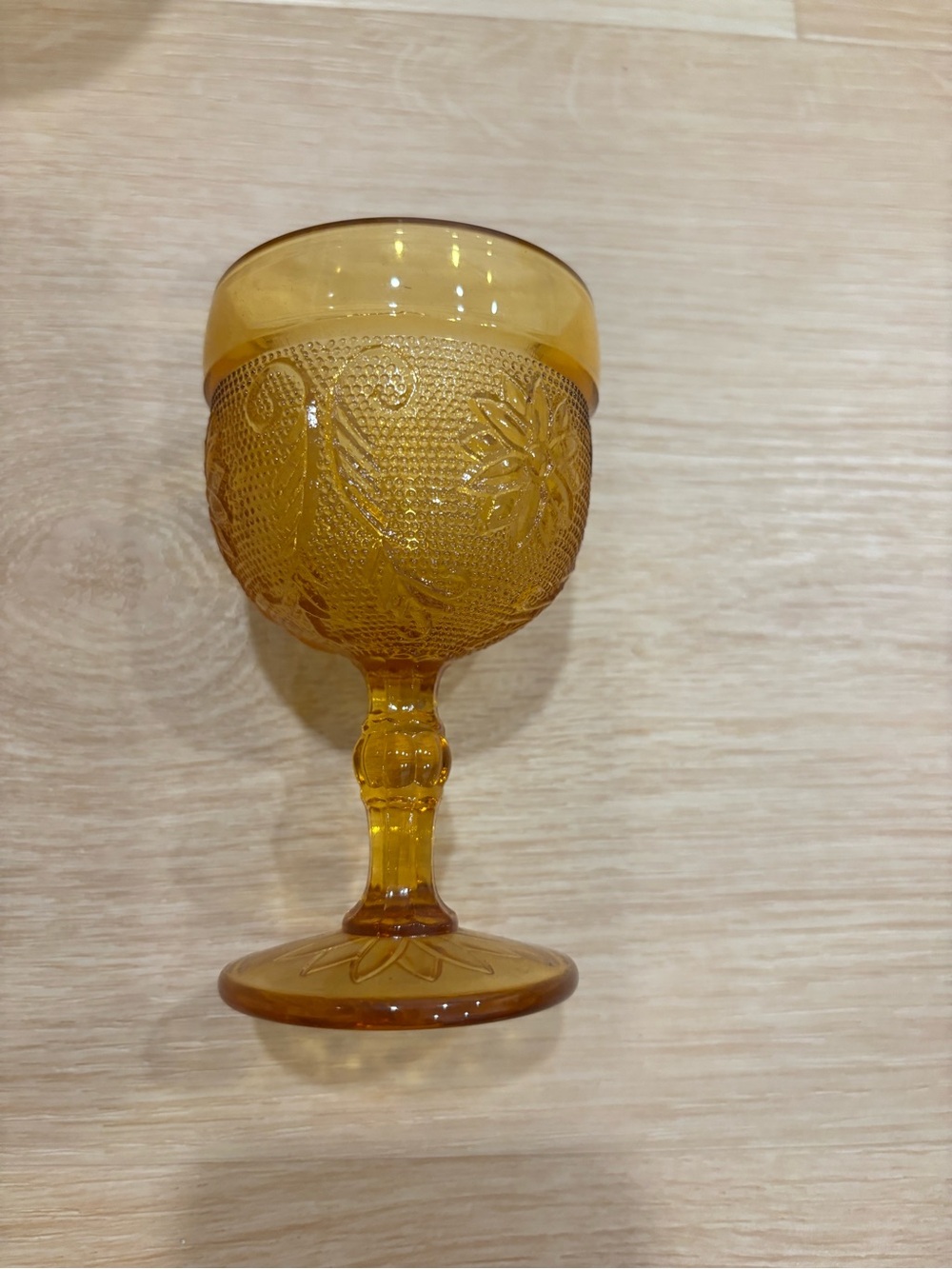 Amber Pressed Glass Goblet - Vintage Style